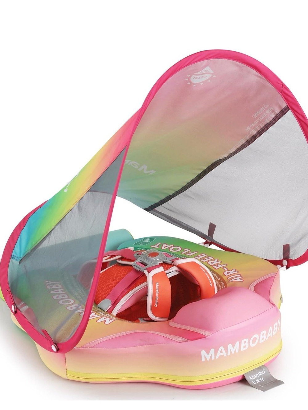 Mambobaby rainbow baby Float with Removable canopy shade and tail pillow new